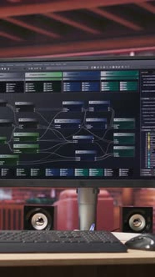 Vertical Video Programming Code on PC Display Used for Developing Software Programs
