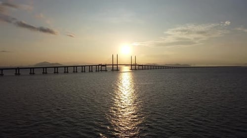 Golden sun morning at Penang Second Bridge