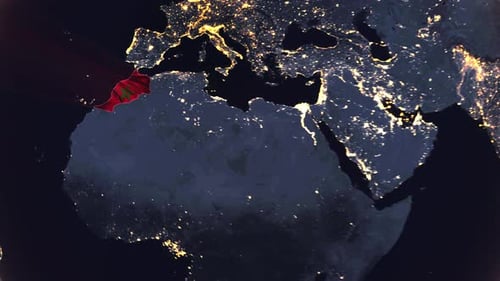 Morocco Map Flag Animation Earth Zoom