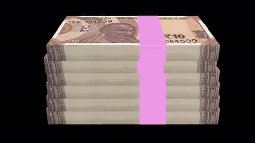 Indian 10 rupees currency bundle animation