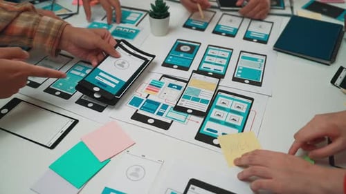 Team Collaborating on Mobile App UI UX Design