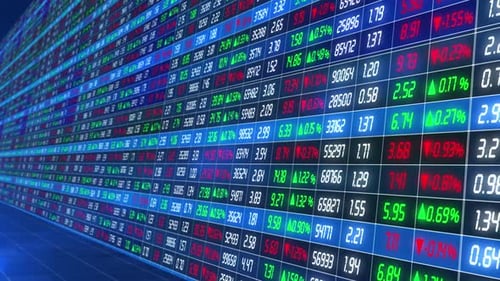 Stock Market Quotes Scrolling On A Stock Exchange Screen