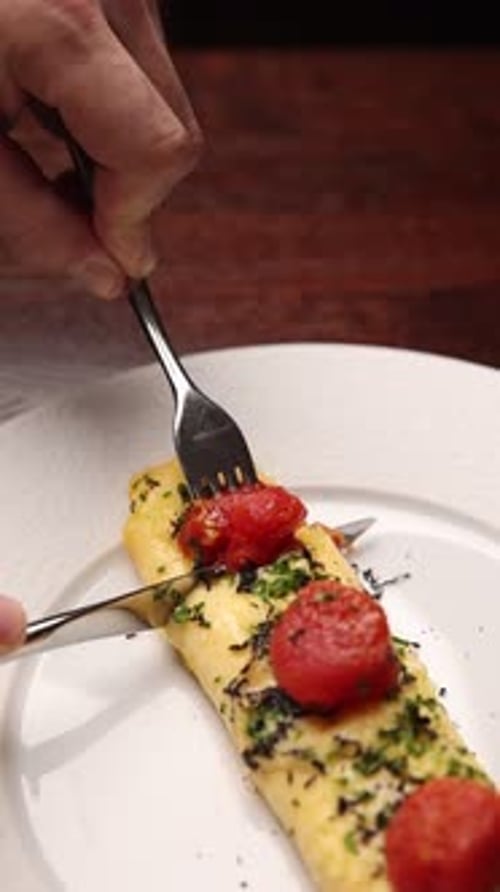 A delicious breakfast at a European restaurant. Close-up