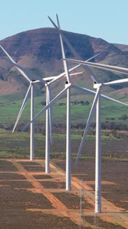 Vertical Drone Zoom of Wind Turbines near Port Augusta, South Australia