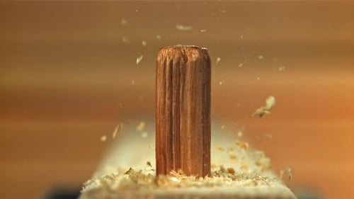 Hammer and Wooden Fasteners Filmed on a Highspeed Camera at 1000 Fps