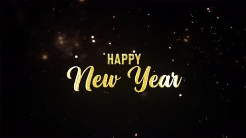 Elegant Gold Glitter Happy New Year Title Animation
