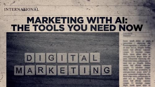 Digital Marketing Text Reveal with Glitch Newspaper Effect
