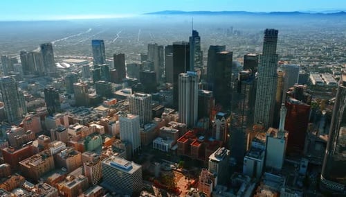Downtown of modern Los Angeles, California, USA on sunny day.