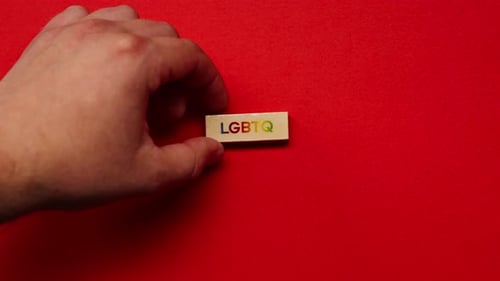 LGBTQ Block on Red Background