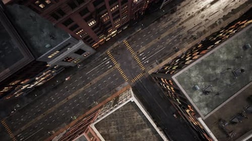 Vista aérea de la ciudad con encrucijadas y edificios