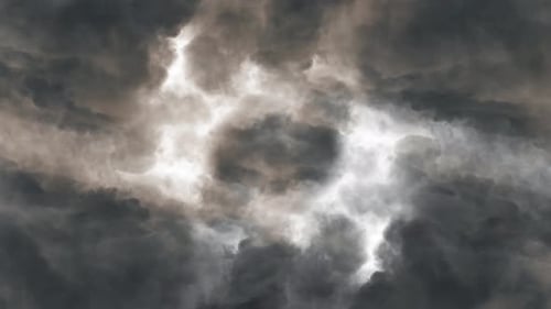 4K Lightning and thunderstorm with dark storm