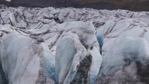 Aerial Beautiful Spring Day View of Svinafellsjokull Glacier Iceland