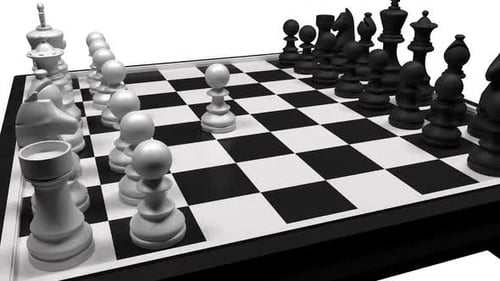 Realistic 3D Chess Board and Pieces Rotating Animation