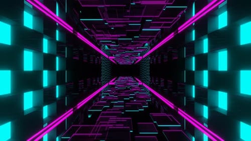 Cyan And Pink Fantastic Corridor Movement Background Vj Loop In 4K