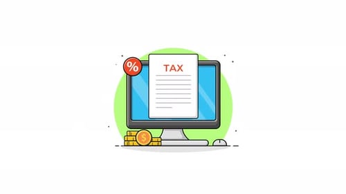 Animated Flat Design Illustration of Online Tax Payment