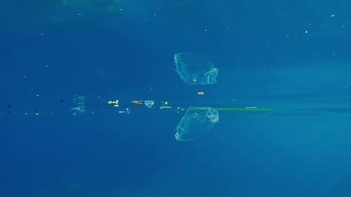 Plastic Waste Floating in Ocean, Environmental Pollution