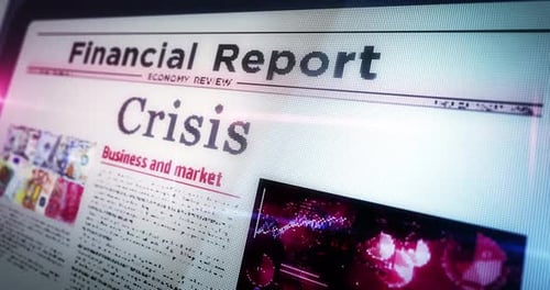 Digital Financial Report Crisis on Screen Animation