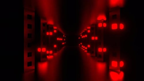 Red Return Movement Along Strobe Corridor Background Vj Loop In 4K
