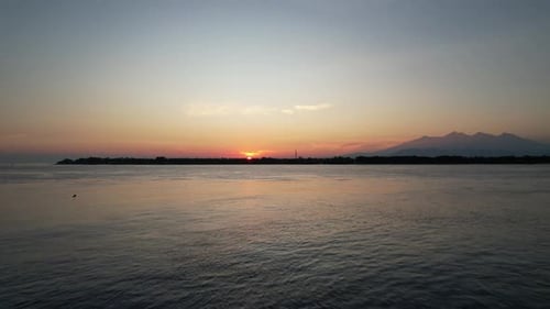 Tropical Island Boats at Beautiful Ocean Sunrise