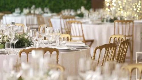 Elegant Set Tables Ready For a Wedding Reception