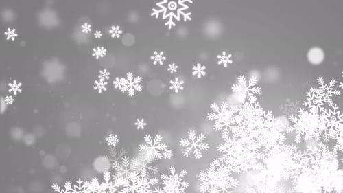 White Abstract Falling Snowflakes Isolated on