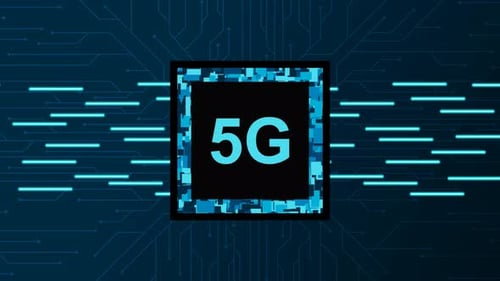 Futuristic 5G Network Circuit Board Animated Background