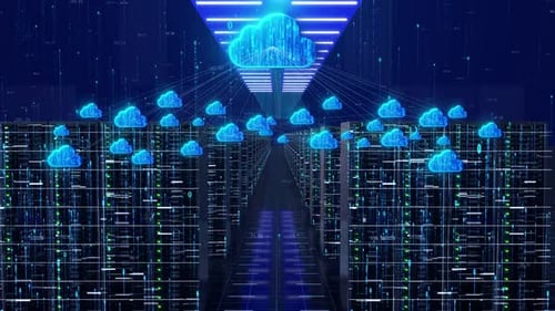 Futuristic Cloud Computing Data Center Digital Connection