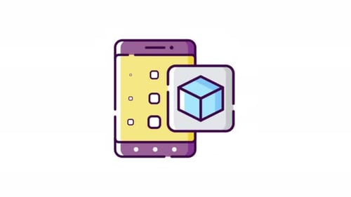 Flat Design Smartphone Displaying 3D App Icon Animation