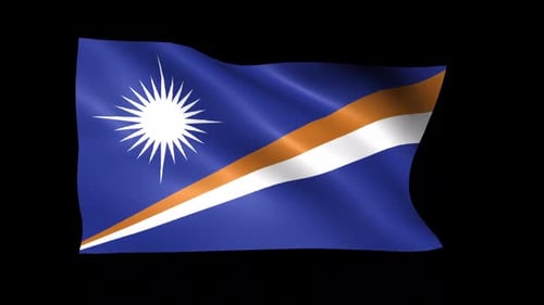 Marshall Islands Flag Waving on Black Background