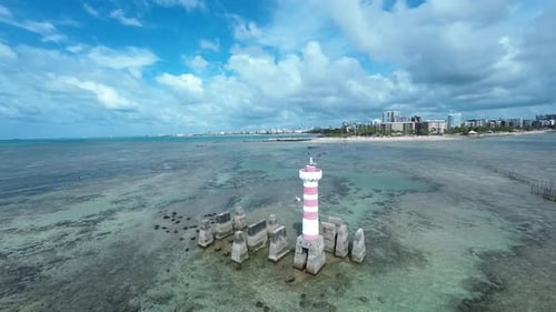 Ponta Verde Lighthouse At Maceio In Alagoas Brazil.
