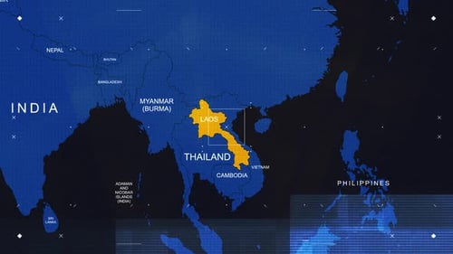 Digital World Map Zoom and Country Highlight with Glitch Effect