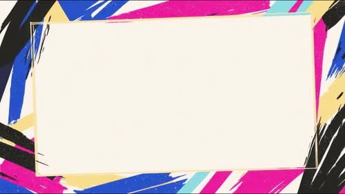 Colorful brush stroke border frame copy space text overlay hand drawn digital seamless loop stop mot