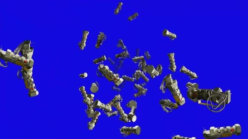 Falling Futuristic Machine Parts Animation