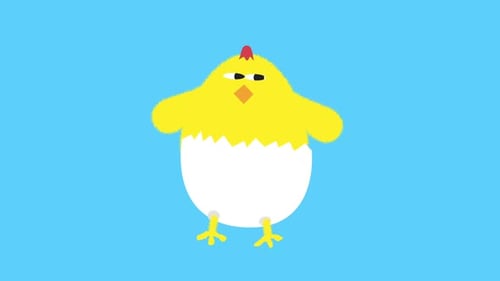 Cartoon Cute Yellow Chick Dancing