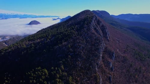 Above the clouds in Natural Park of the Prealps of Azur from drone