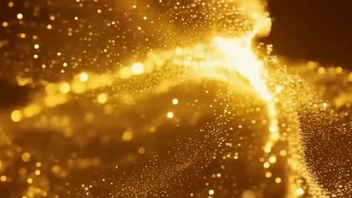 Abstract Golden Fluid Particle Waves Background Animation