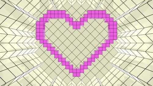 Pink And Biege Pixel Heart Background Vj Loop In 4K