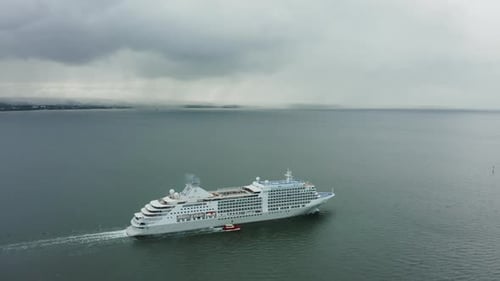 Cruise Ship Sailing on the Open Ocean