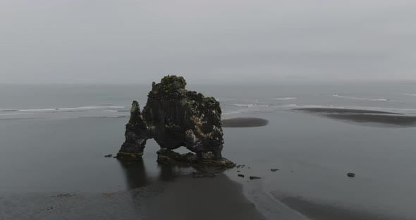 close up aerial view of hvitserkur basalt rock, Nature Stock Footage ft ...