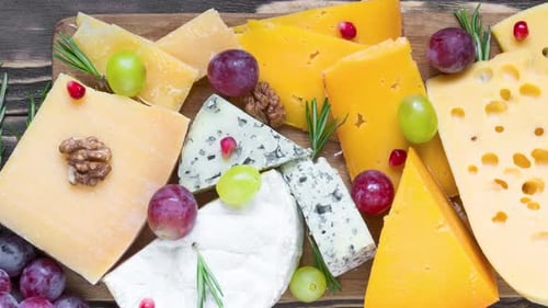 Cheese and Grapes Food Still Life