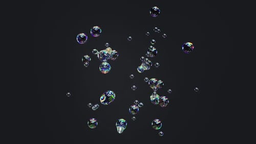 Metaball liquid transparent iridescent blobs. 3D rendering abstract multicolor moving flow bubbles.