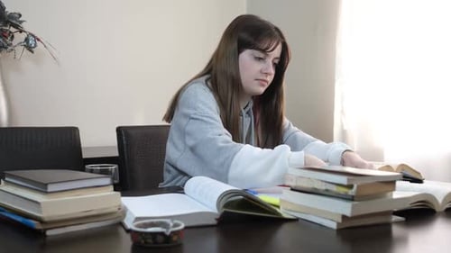 Student Girl Studying Hard