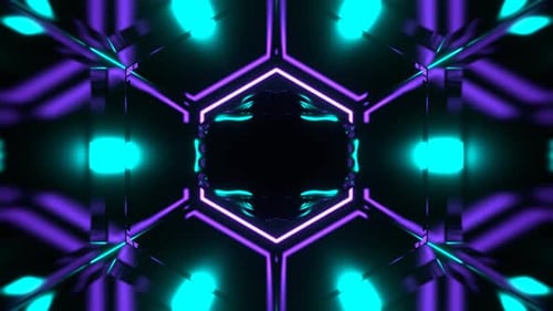 Purple And Turquoise Extraterrestrial Psychedelic Neon Corridor Background Vj Loop in 4K