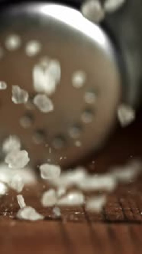 Super Slow Motion Falling Sea Salt Filmed on a Highspeed Camera at 1000 Fps
