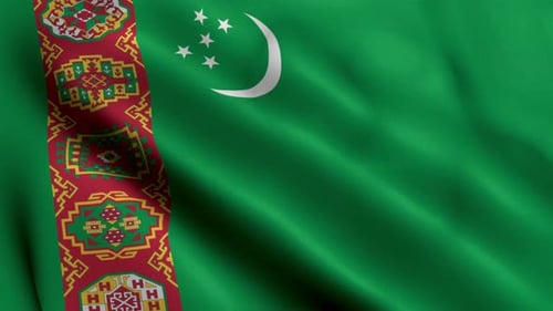 Turkmenistan National Flag Waving Animation Loop