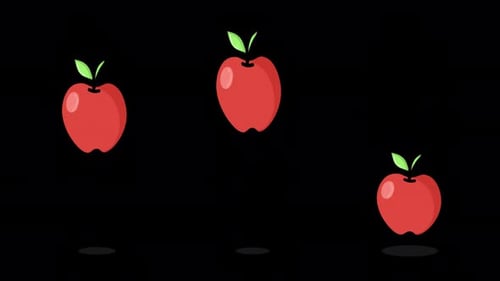 Apples Jumping On Alpha Channel 4K