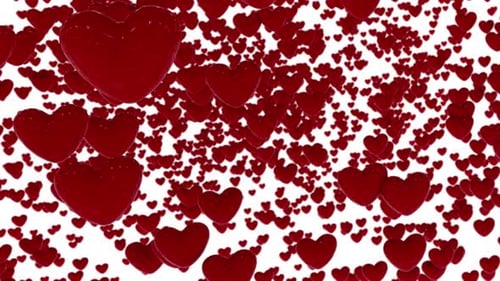 Red Heart Love And Valentines Day With White Background 4K