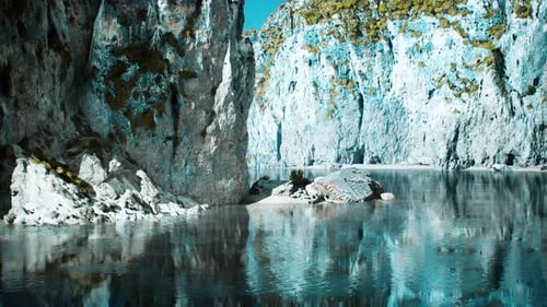 Panoramic View of Nice Colorful Huge Cliff and Sea