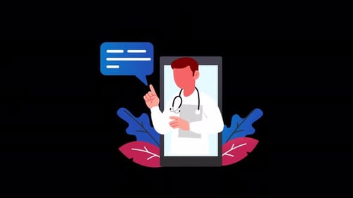 Animated Flat Design Online Medical Consultation with Doctor
