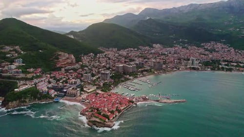 Budva Montenegro Old Town Aerial View
